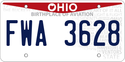 OH license plate FWA3628