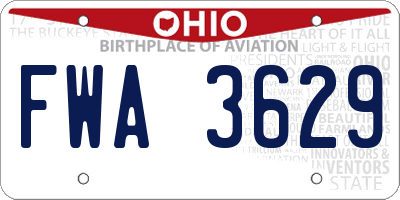 OH license plate FWA3629