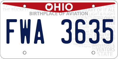 OH license plate FWA3635