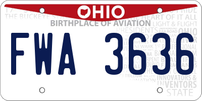 OH license plate FWA3636