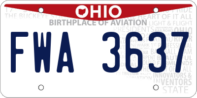 OH license plate FWA3637