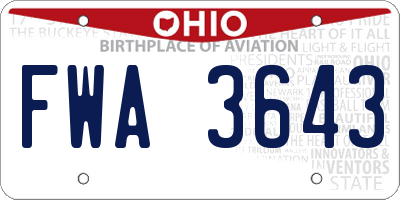 OH license plate FWA3643