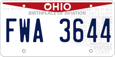 OH license plate FWA3644