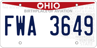 OH license plate FWA3649