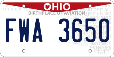 OH license plate FWA3650