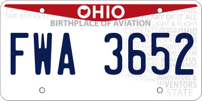 OH license plate FWA3652