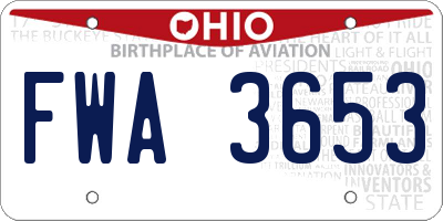OH license plate FWA3653