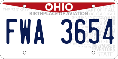 OH license plate FWA3654