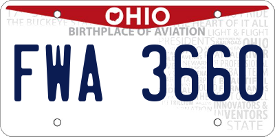 OH license plate FWA3660