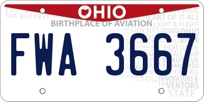 OH license plate FWA3667