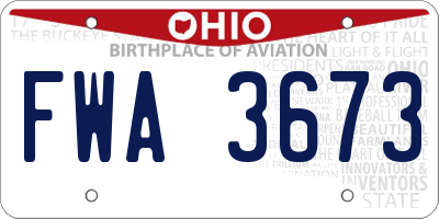 OH license plate FWA3673