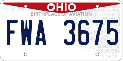 OH license plate FWA3675