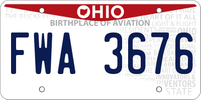 OH license plate FWA3676