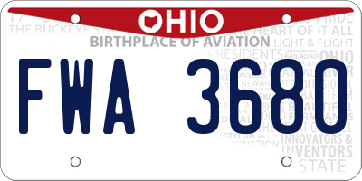 OH license plate FWA3680