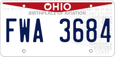 OH license plate FWA3684