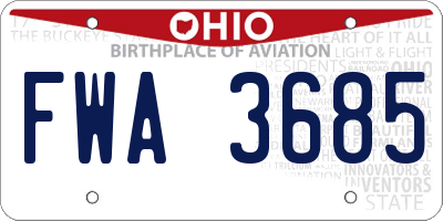 OH license plate FWA3685