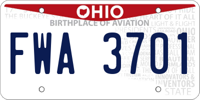 OH license plate FWA3701