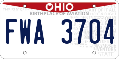 OH license plate FWA3704