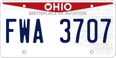 OH license plate FWA3707