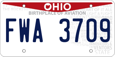 OH license plate FWA3709