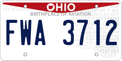 OH license plate FWA3712