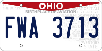 OH license plate FWA3713