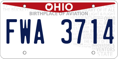 OH license plate FWA3714