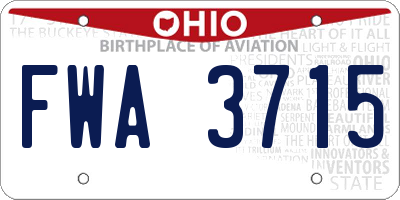 OH license plate FWA3715