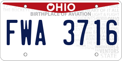 OH license plate FWA3716