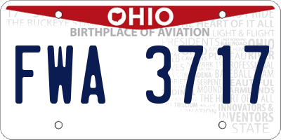 OH license plate FWA3717