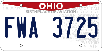 OH license plate FWA3725