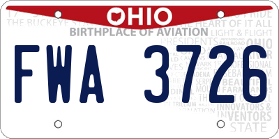 OH license plate FWA3726