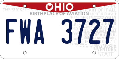 OH license plate FWA3727