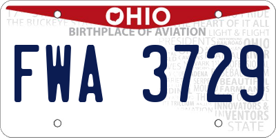 OH license plate FWA3729