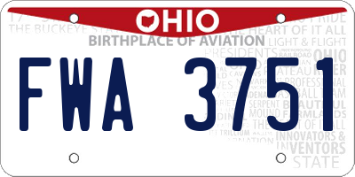 OH license plate FWA3751