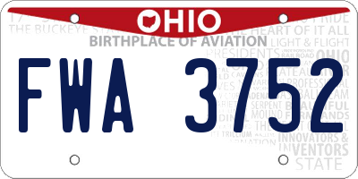 OH license plate FWA3752