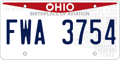 OH license plate FWA3754