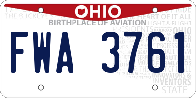 OH license plate FWA3761