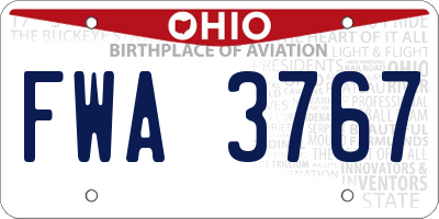 OH license plate FWA3767