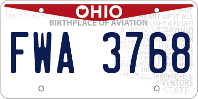 OH license plate FWA3768