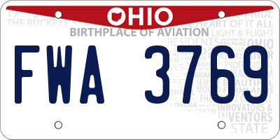 OH license plate FWA3769