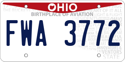 OH license plate FWA3772