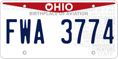 OH license plate FWA3774