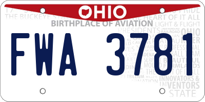 OH license plate FWA3781