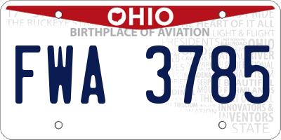 OH license plate FWA3785