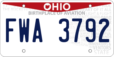 OH license plate FWA3792