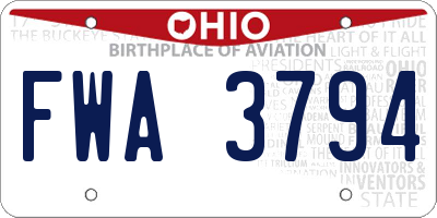 OH license plate FWA3794