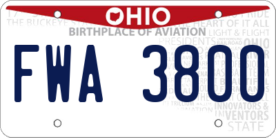 OH license plate FWA3800