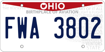 OH license plate FWA3802