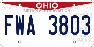 OH license plate FWA3803